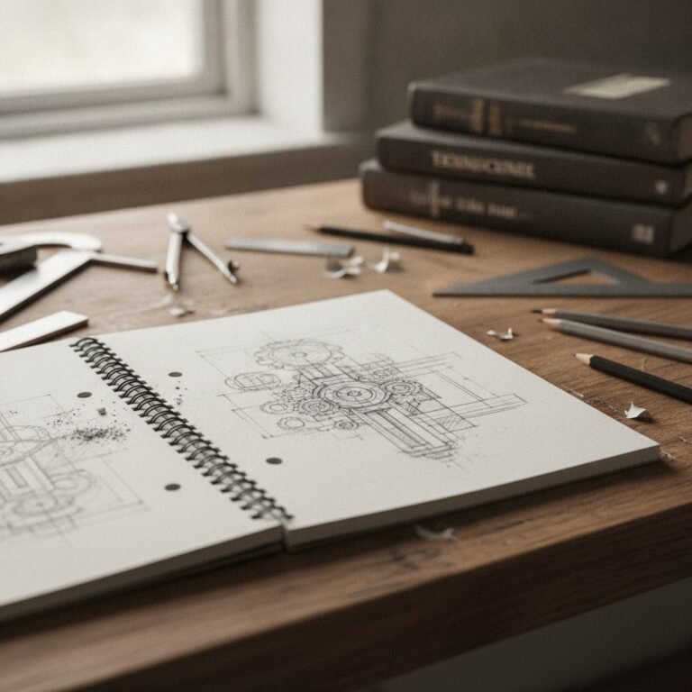 Imagem ilustrativa (gerada por IA) sobre melhores livros de desenho técnico - Ateliê Artístico