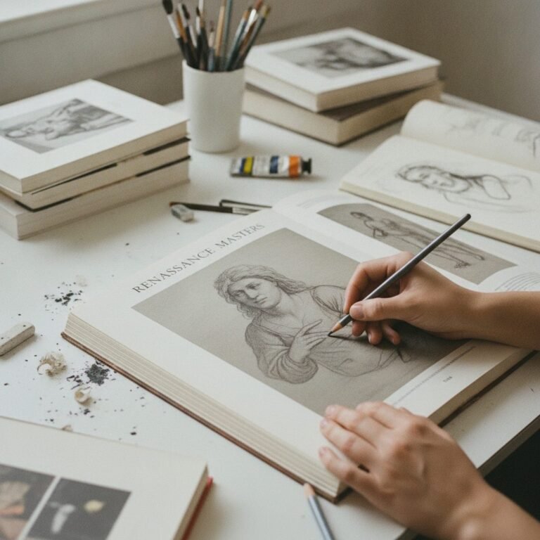 Imagem ilustrativa (gerada por IA) sobre melhores livros de história da arte para estudar - Ateliê Artístico
